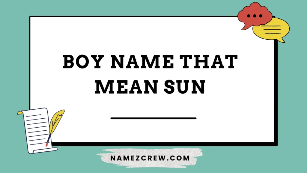 boy name that mean sun