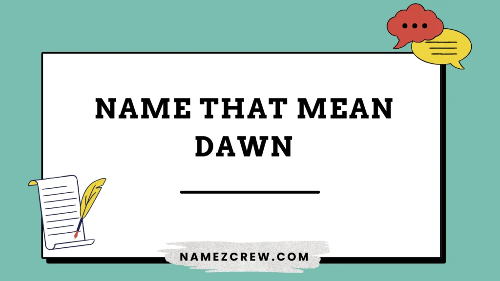 names that mean dawn