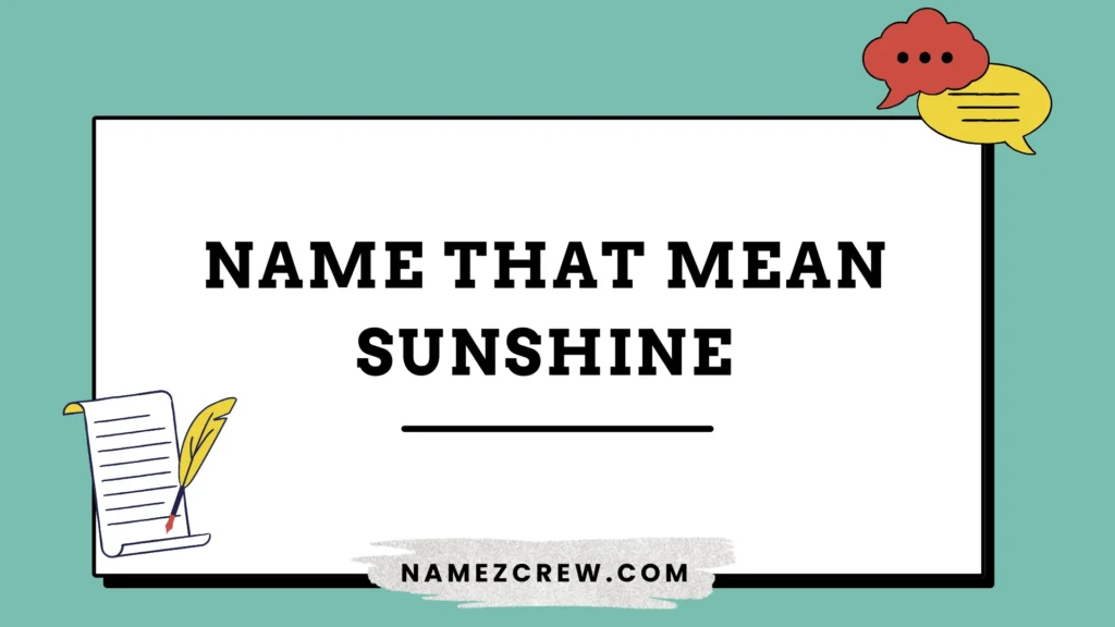 names that mean sunshine